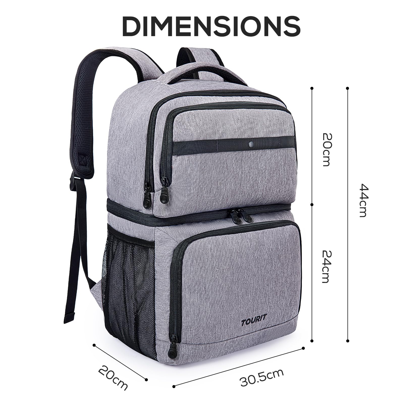 TOURIT Zaino termico con doppio piano da 27 l, impermeabile, leggero, per campeggio, picnic, escursioni, spiaggia