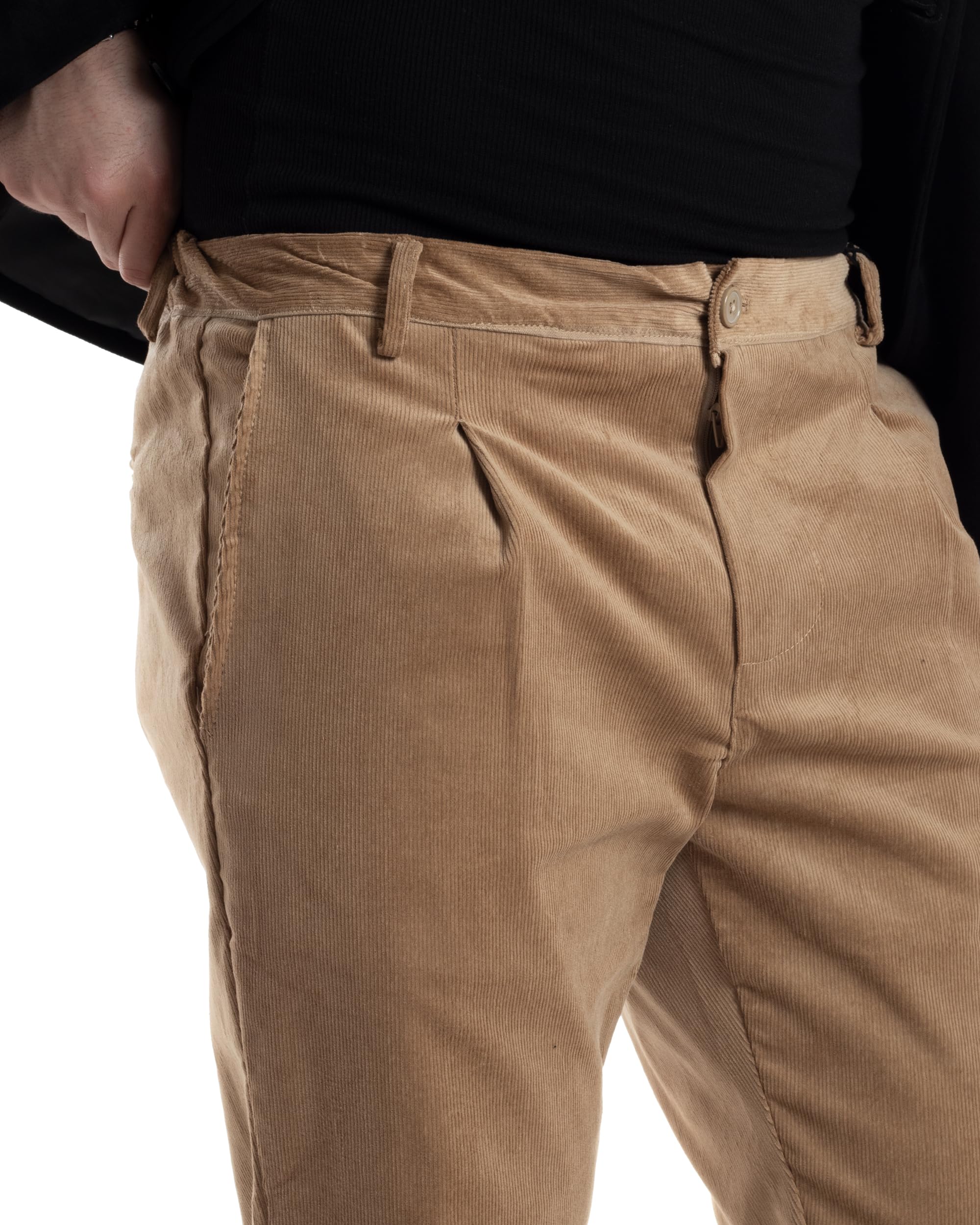 Pantaloni Uomo Tasca America con Pinces Classico Velluto Costine Casual Vari Colori