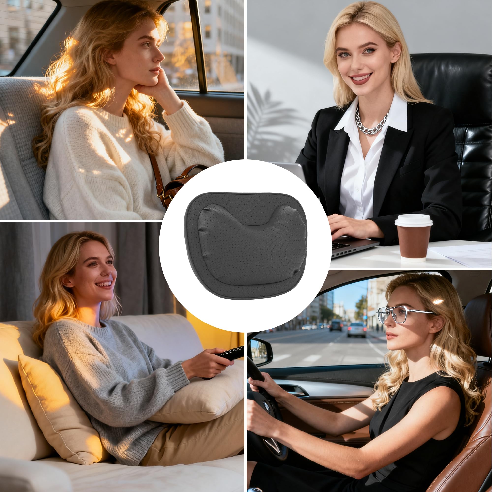 Coussin Appuie Tete Voiture, Oreiller Appui-Tête De Siège De Voiture, Support de Tête de Siège de Voiture, Mousse à Mémoire de Forme et Taie d'oreiller Amovible Respirante, Noir