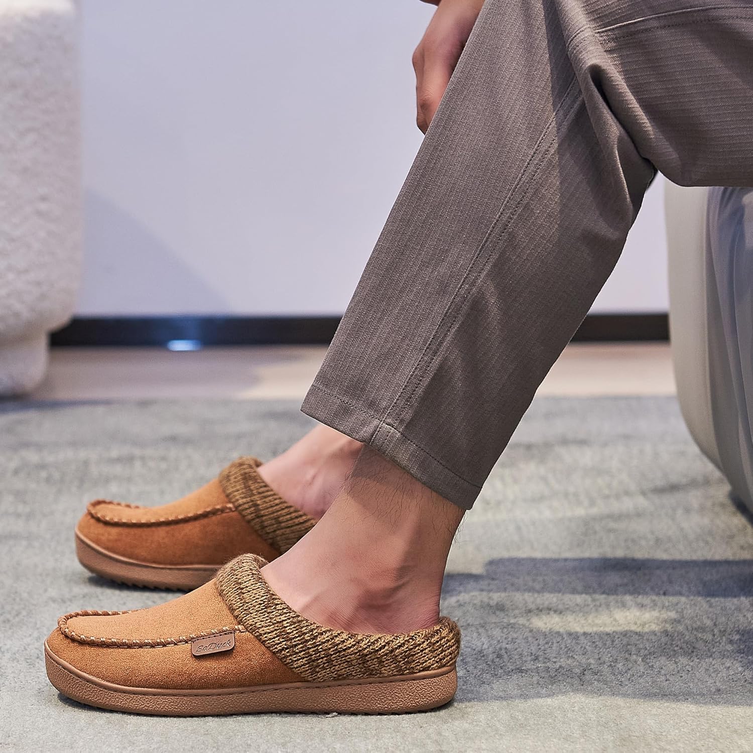 Men's Moccasin Slippers Clogs - House Slippers for Men with Arch Support and Memory... - Image 8