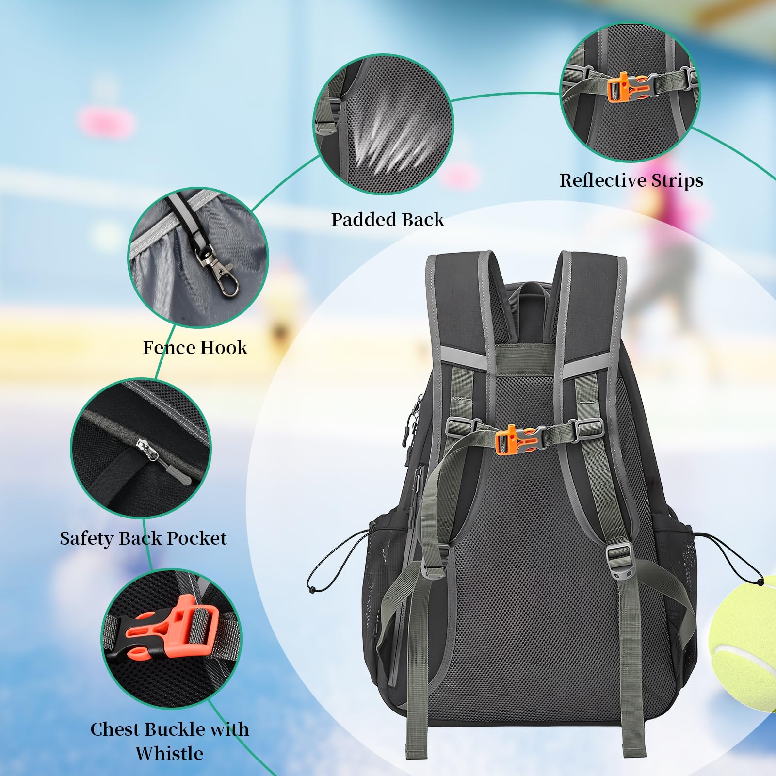 Borsa Tennis Con Scomparto Racchette E Scarpe - Zaino Multiuso Per Sport - Foto 3