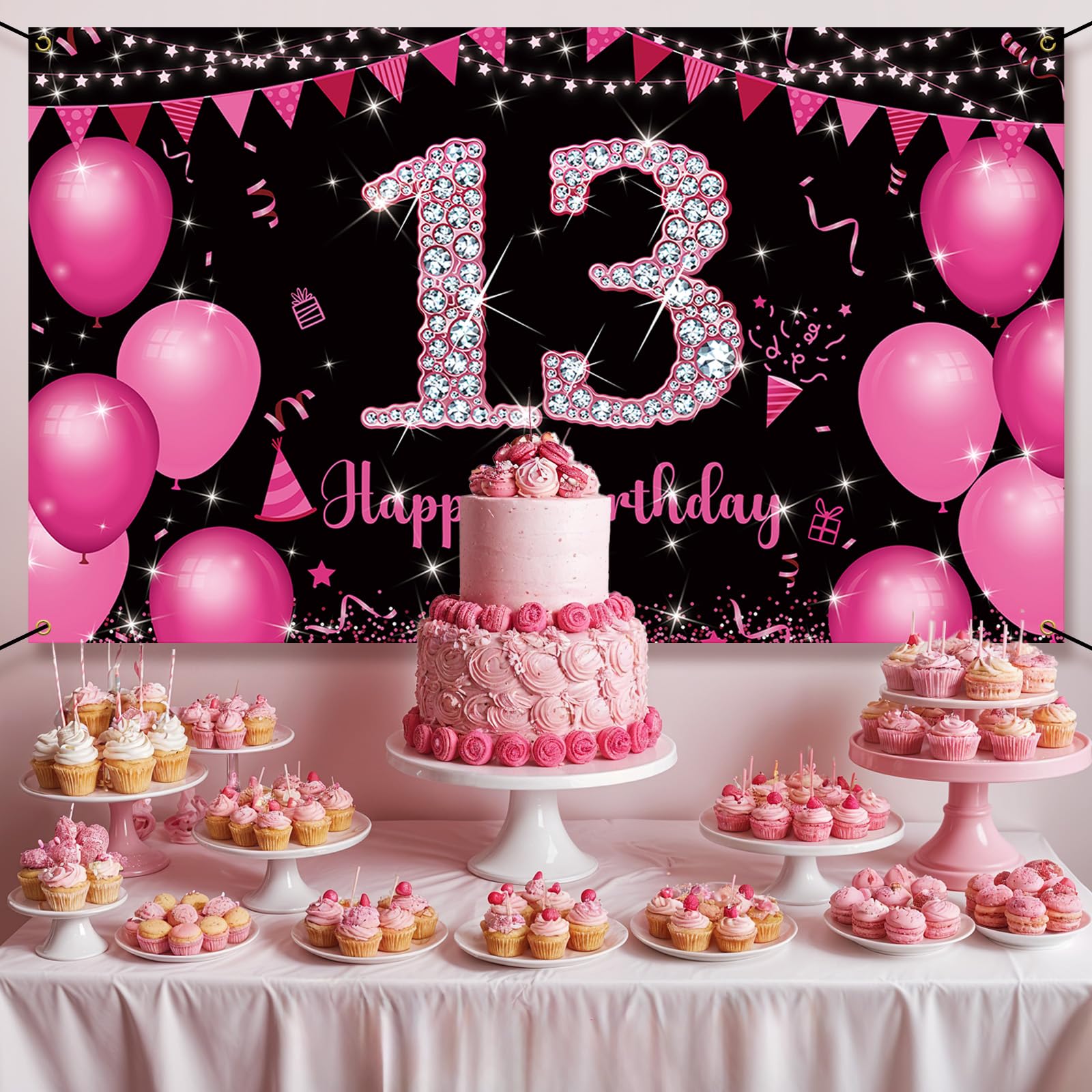 amazon-com-13th-birthday-backdrop-banner-hot-pink-happy-13th-birthday-decorations-for-girls-13-year-old-birthday-party-yard-sign-photo-booth-props-background-decor-supplies-fabric-6-1ft-x-3-6ft-vicycaty for Free Printable 13th Birthday Decorations Amazon.com: 13th Birthday Backdrop Banner Hot Pink, Happy 13th Birthday Decorations for Girls, 13 Year Old Birthday Party Yard Sign Photo Booth Props Background Decor Supplies, Fabric, 6.1ft x 3.6ft, Vicycaty : for Free Printable 13th Birthday Decorations