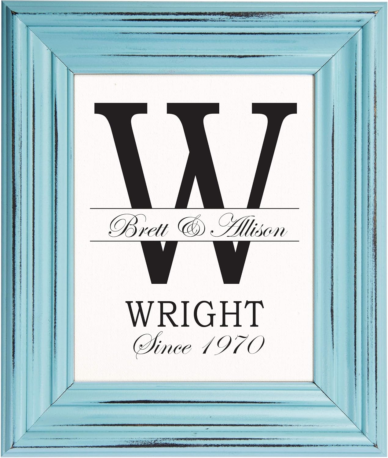 Lifesong Milestones Personalized Wall Hanging Family Monogram Photo Frame “W” - Established Date Family Name Signs for Home Decor-Family Initial Wall Decoration for living room kitchen 15”x18” (Black)