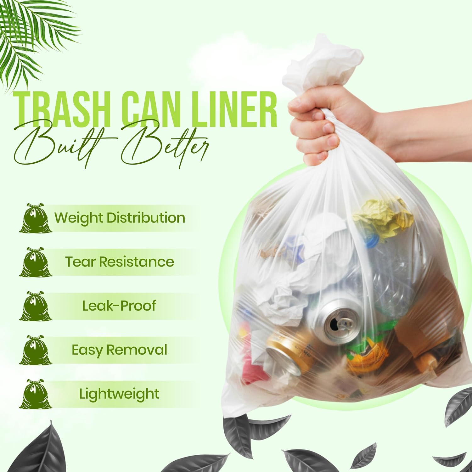 Premium 40-45 Gallon Trash Can Liners 250 Count (40" x 48") – Strong Multipurpose Clear Trash Bags on Easy-Tear Rolls for Home, Office, Commercial & Industrial Use