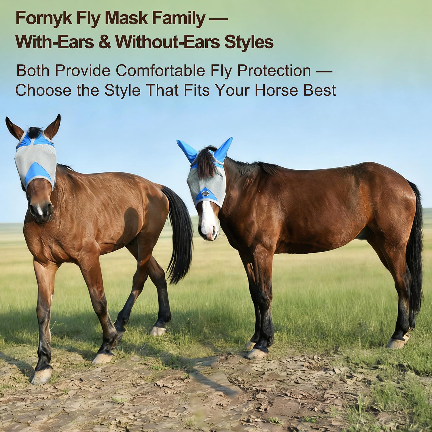 Fornyk Horse Fly Mask Without Ears, Writable Name Tag, UV Protection, Soft Padding, Adjustable Hook-and-Loop Strap, Ideal for Daily Turnout and Multi-Horse Barns (Blue, Large) - image 7