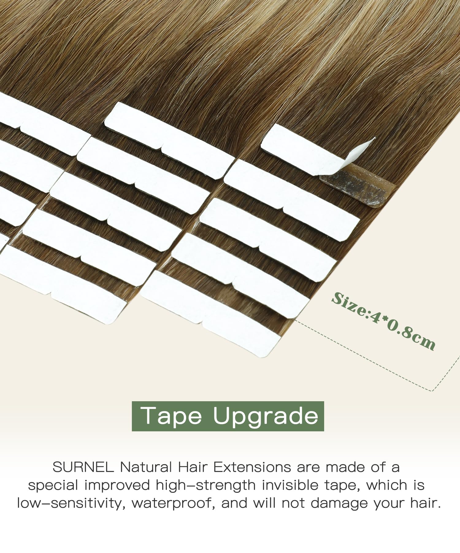 SURNEL Injected Tape in Hair Extensions 14 Inch Fading to Highlight Blonde Natural Real Hair Extension Upgraded Seamless Remy Invisible Skin Weft Straight 20 Pcs 30g(#3822-14) - Image 3