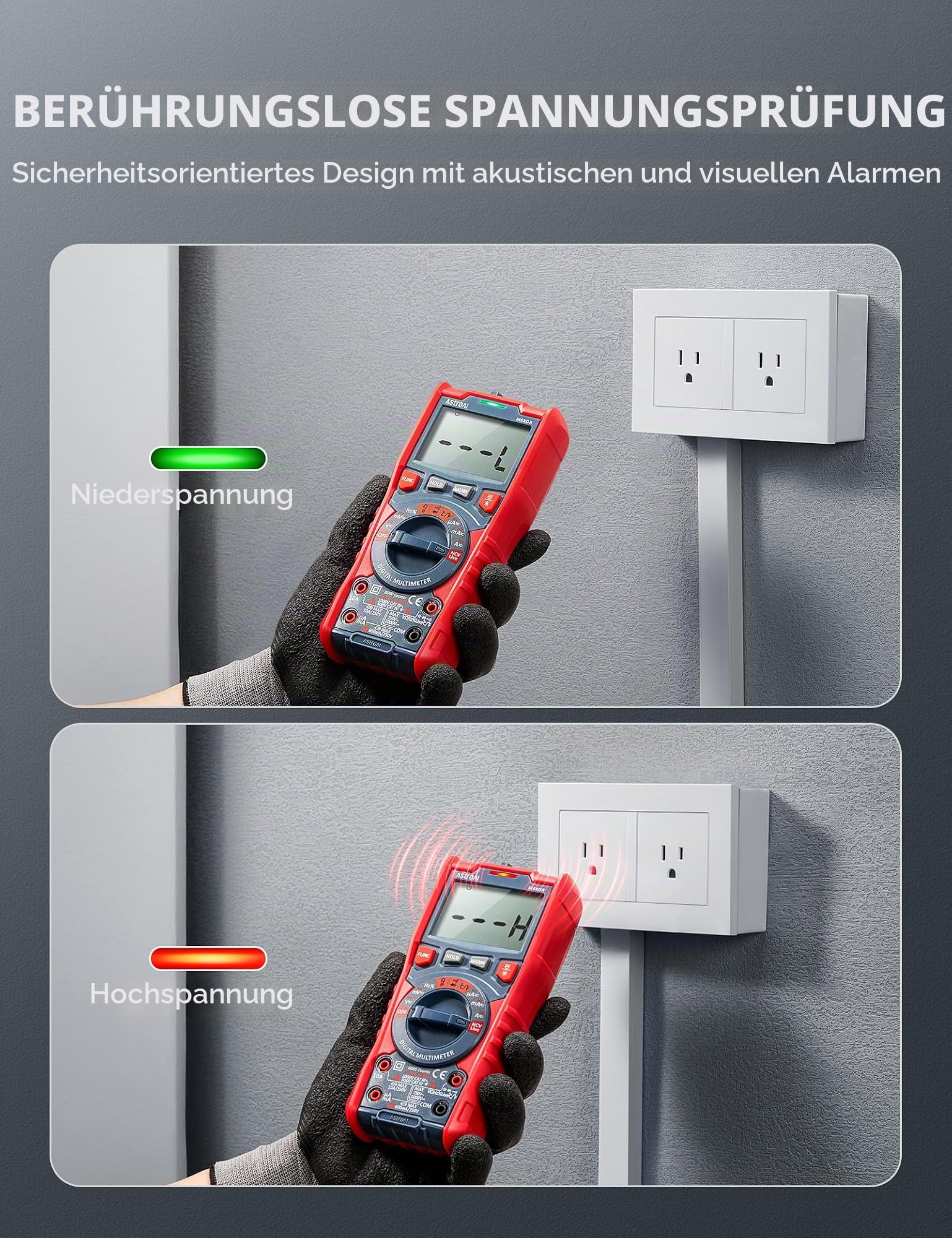 AstroAI Multimeter Digital, 6000 Counts Spannungsprüfer Auto-Range mit NCV