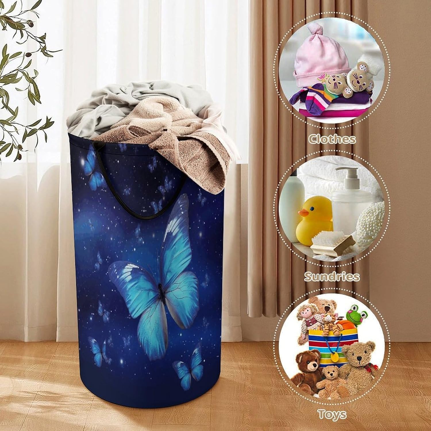 Dirty Clothes Basket Extra Large 110l Open Top Laundry Hamper With Portable Carry Handles, Foldable Waterproof Clothes Basket Spacious Laundry Bag For Bedroom Bathroom Laundry Room Dorm