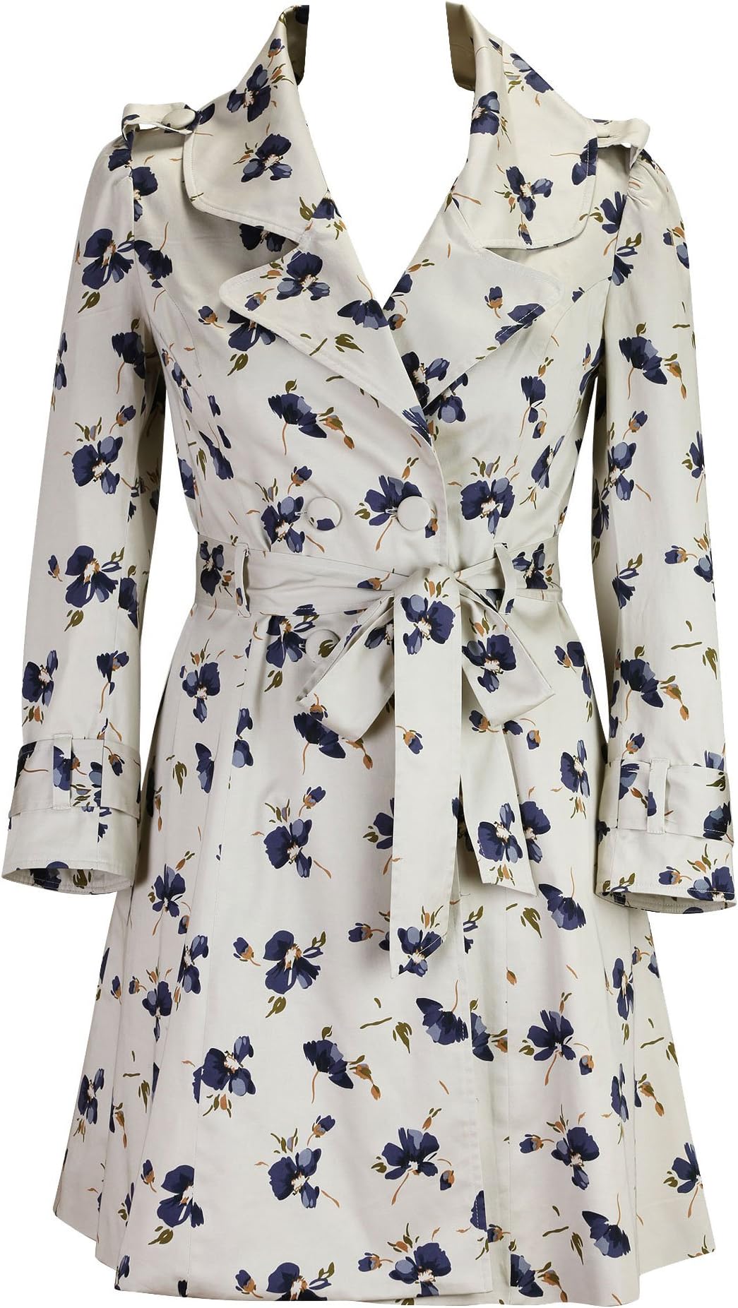 eShakti Women's Floral Print Belted Trench
