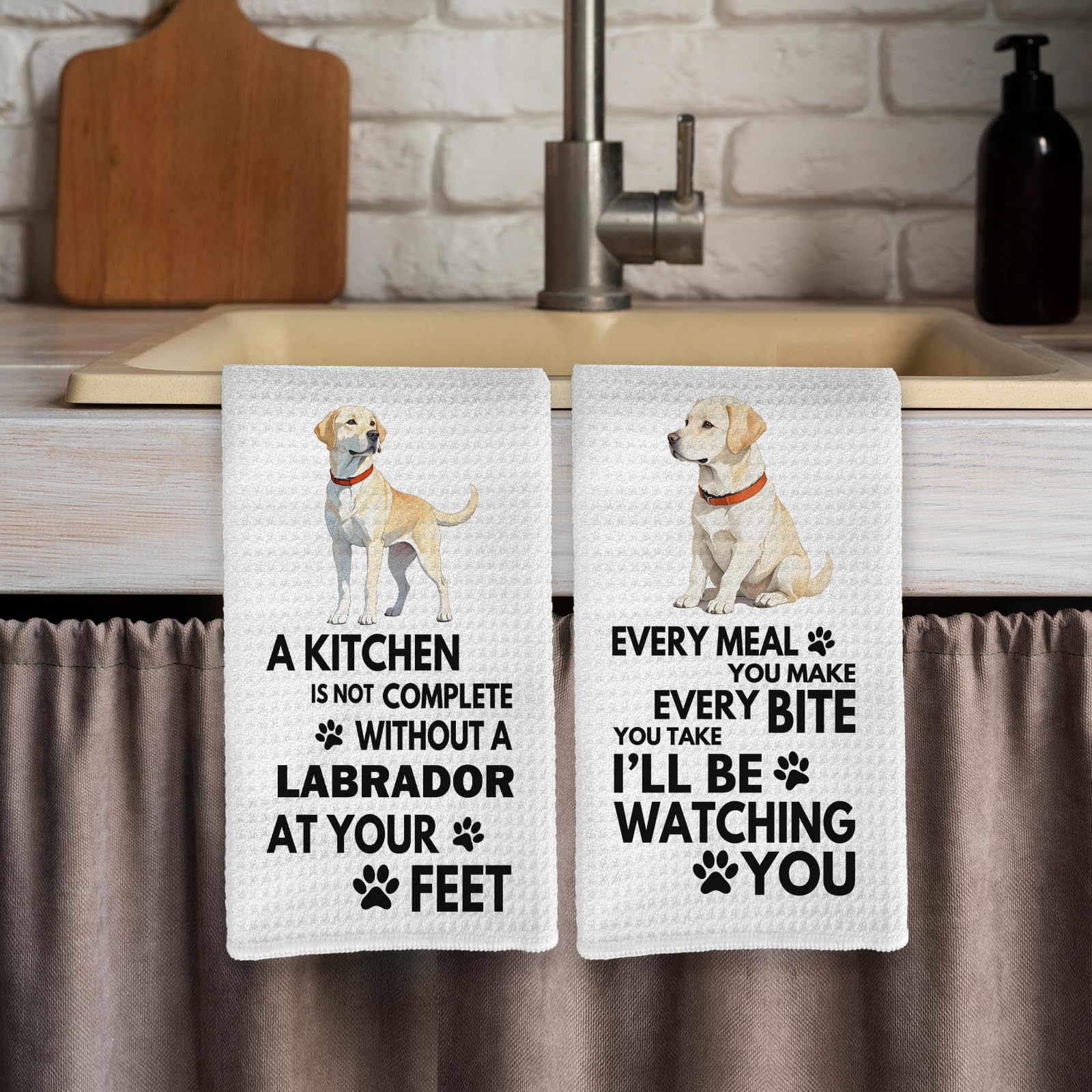 Labrador Retriever Kitchen Towels, 16x24 Inch, Modern, Polyester, Yellow Lab Gifts, Labrador Retriever Dog Hand Dish Tea Towels for Kitchen