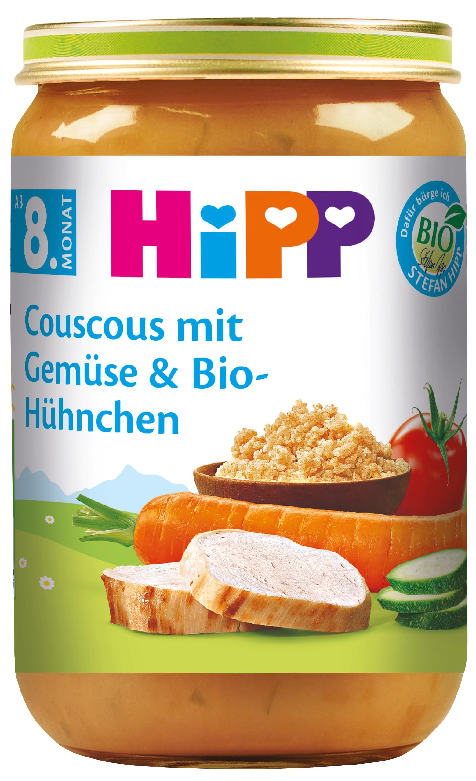 HiPP Couscous mit Gemüse und Bio-Hühnchen, 6er Pack (6 x 220 g)