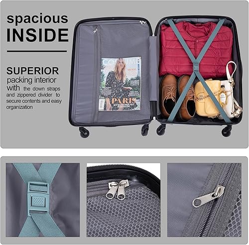 Vista 5 de Travelhouse Hardshell - Juego de 3 piezas, juego de maleta de ruedas duras de PP con ruedas giratorias, bloqueo TSA, juego de equipaje de 20