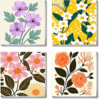 Canrichshop 4 Pack Adult Paint by Number Kits Beginner & All Ages 4-8-12 and More,Framed Flowers Painting by Numbers, DIY Paint by Numbers for Adults for Decor Present 8X 8 inch