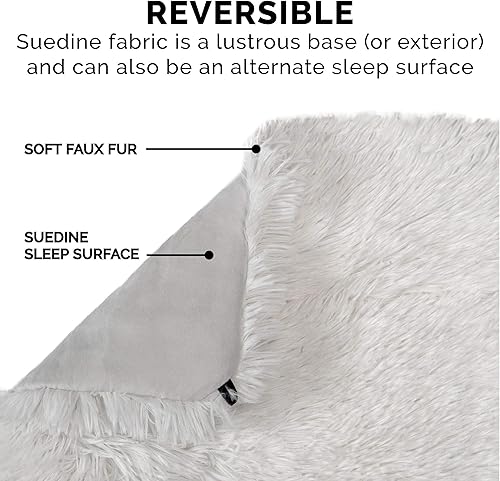 Miniatura 11 de Furhaven Cama para mascotas para gatos y perros pequeños – Cama térmica, auto-calentable, convertible, de piel y gamuza para gatos, lavable, color