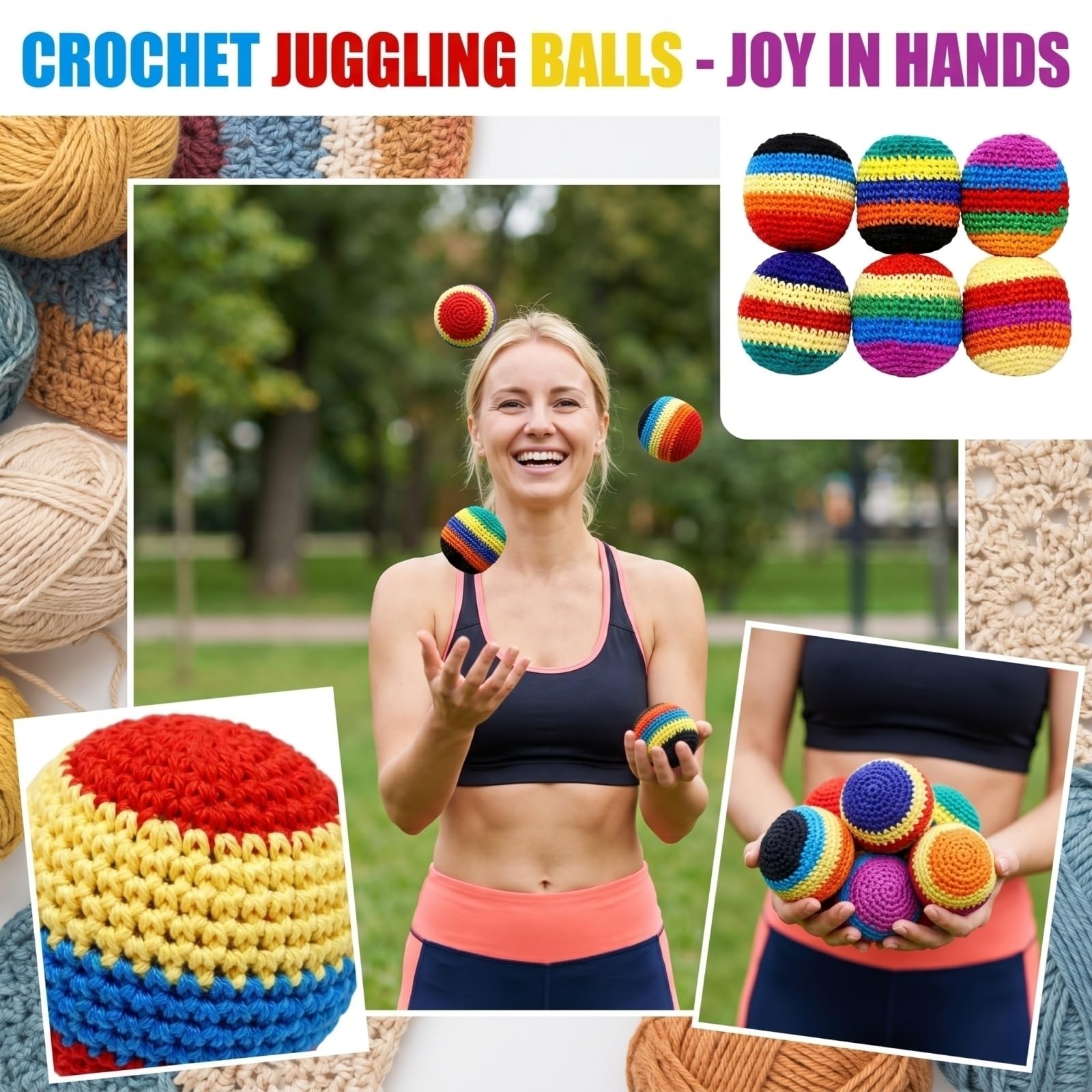 Generisch Hacky Sack Gestrickte Jonglierbälle Erwachsene Footbag Hackisack Bälle Juggling Balls für Anfänger & Profis, 6 Stück