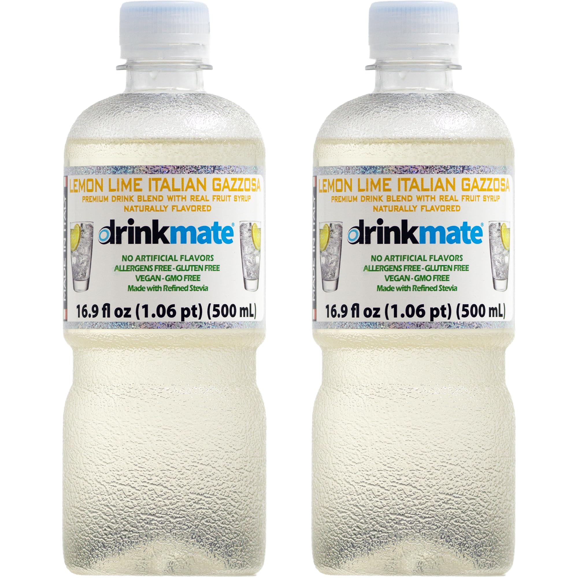 Drinkmate Premium Beverage Flavor Syrup, Made in Italy, Lemon Lime Flavor, Low Sugar, Low Calories, 16.9 Ounces (Pack of 2)