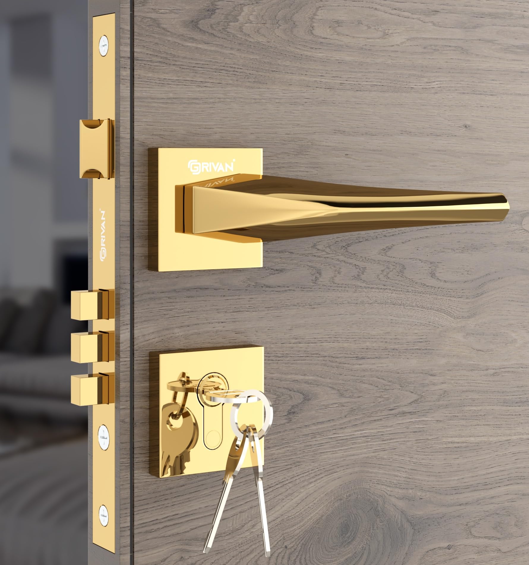 GRIVAN Rose Gold Mortise Lock Set - Secure Your Home -10