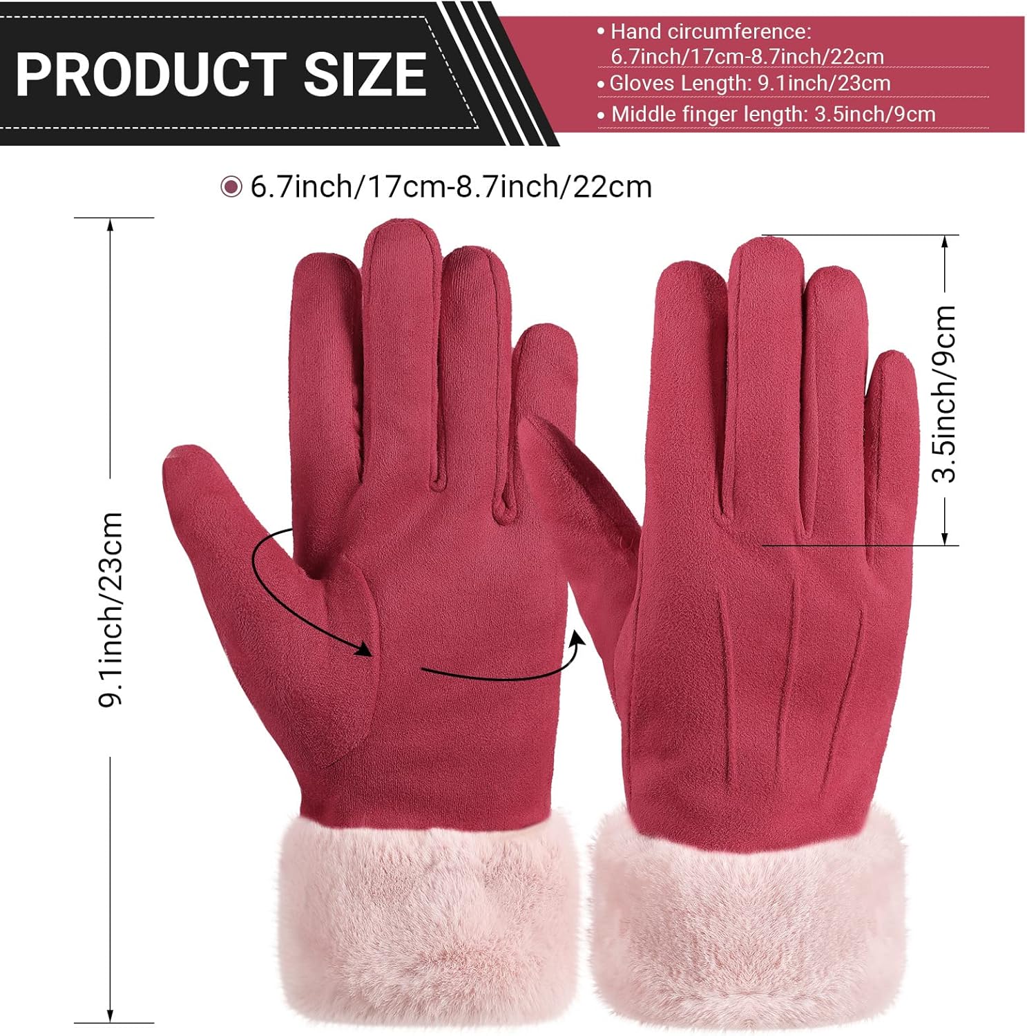 JaGely 6 Pairs Gloves for Women Cold Weather Winter Fleece Warm Driving Suede Gloves Soft Texting Windproof Touchscreen Mittens Thermal Elastic Mittens,6 Colors - Image 2