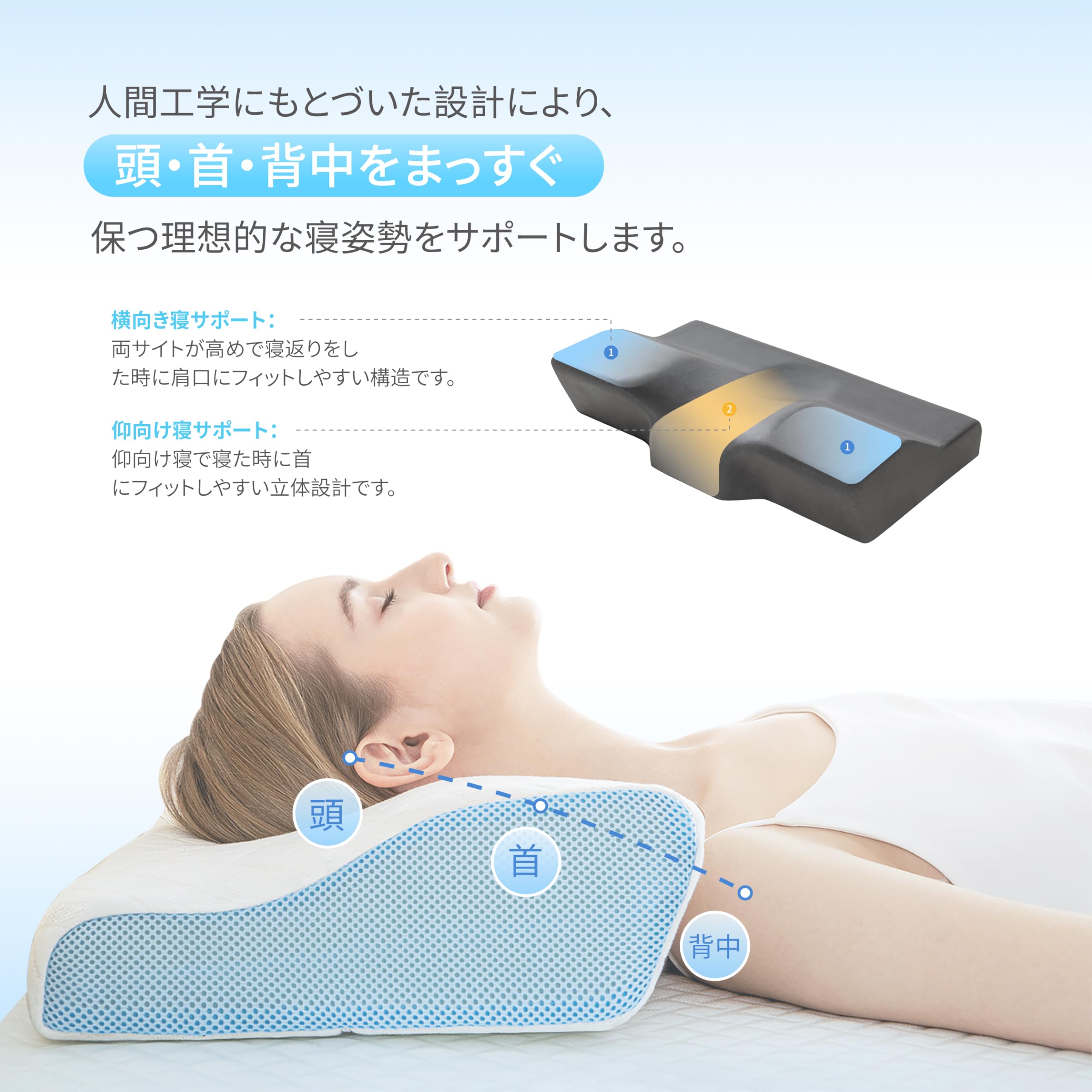 Amazon｜SynthoSpace 横向き寝 枕 低反発枕 竹炭 寝返りしやすい