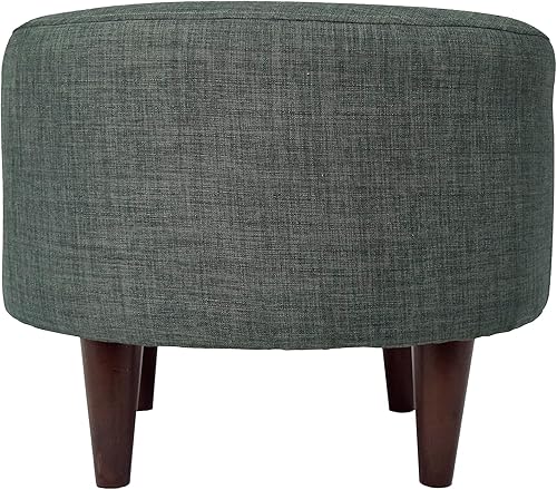 Miniatura 2 de MJL Furniture Designs Sophia Collection Mystere Series Otomana redonda contemporánea, patas cósmicasgris oscuromadera