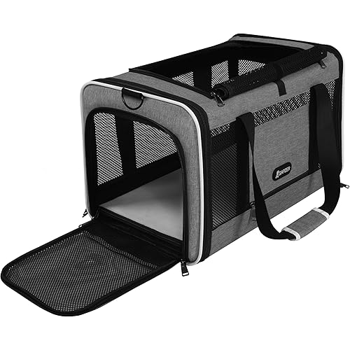 Cat Carrier 18x11x11 Top Load Soft Pet Travel Bag Over 15 lbs, Collapsible Small Dog Puppy Crate 10 Pounds, Small Animal Rabbit Kennel Carrying Case, Kitten Mesh Cage Medium Cat Under 25 Grey