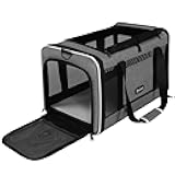 Cat Carrier 18x11x11 Top Load Soft Pet Travel Bag Over 15 lbs, Collapsible Small Dog Puppy Crate 10 Pounds, Small Animal Rabbit Kennel Carrying Case, Kitten Mesh Cage Medium Cat Under 25 Grey