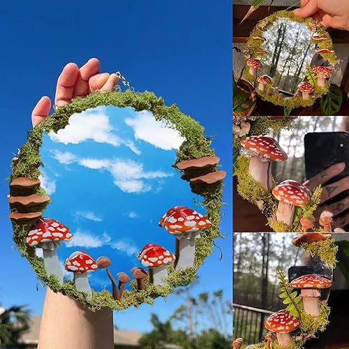 Miniatura 2 de APLUSH Espejo colgante redondo de musgo hecho a mano para pared, sala de estar, entrada, dormitorio