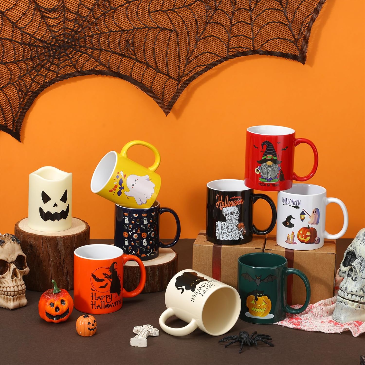 Maxdot 8 Pcs Halloween Coffee Mugs Bulk 12 oz Coffee Mugs Set with Handle Ceramic Matching for Home Office Table Centerpieces Housewarming Holiday Party Gift - Image 2