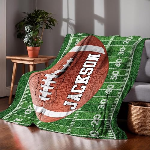 Miniatura 2 de Mantas de fútbol personalizadas con números de nombre, mantas de franela personalizadas para juegos de equipo de fútbol, regalos para niños, amantes