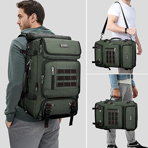 Miniatura 2 de WITZMAN Mochila de viaje de mano para hombres y mujeres, aprobada por aerolíneas, mochila convertible de nailon para equipaje (B682 verde militar)