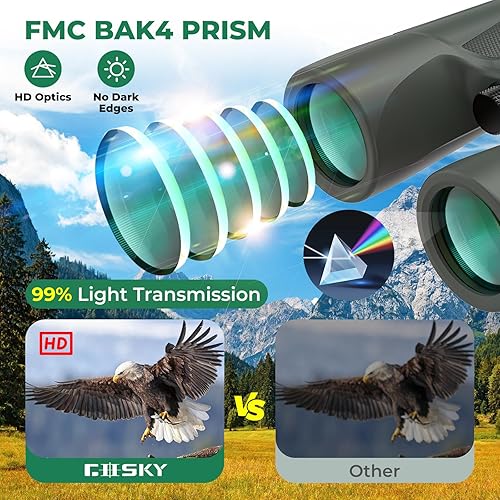 Miniatura 18 de Gosky Prismáticos de prisma de techo de 10 x 42 para adultos, prismáticos profesionales HD para observación de aves, viajes, observación