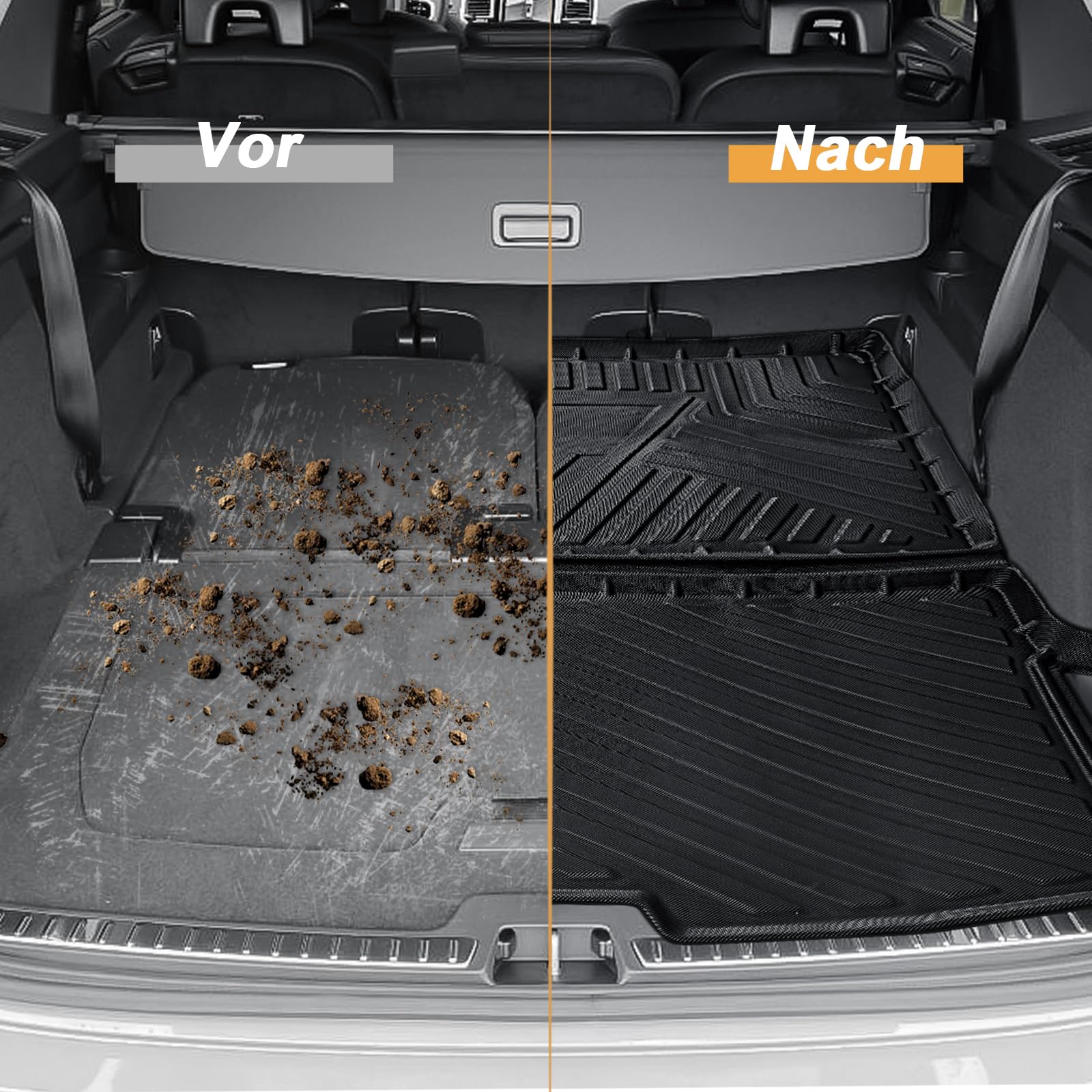 ECOZEN kofferraumwanne für Volvo XC90 2015-2025 TPE Allwetter Kofferraumwanne Original 3D-Scan 3-lagiges Kofferraummatte, wasserdicht Hohe Passform Hoher Rand Laderaumwanne für Volvo XC90 Zubehör