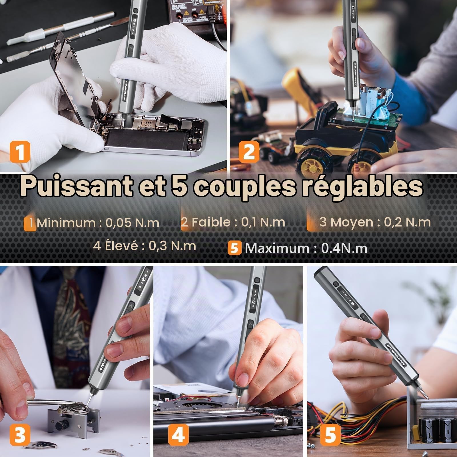 ARROWMAX SES Ultra Kit de tournevis électrique 70 en 1 magnétique de précision, 5 réglages de couple, haute vitesse 280 tr/min, écran OLED et 4 LED, mini outil sans fil