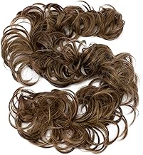Curly Messy Frill Hair Bun Extension – Heat-Resistant Synthetic Fibre Hairpiece Wrap, Elastic Scrunchie Design for Women and Girls Hair Frill Extension, Ponytail Hair Accessories (4h27)