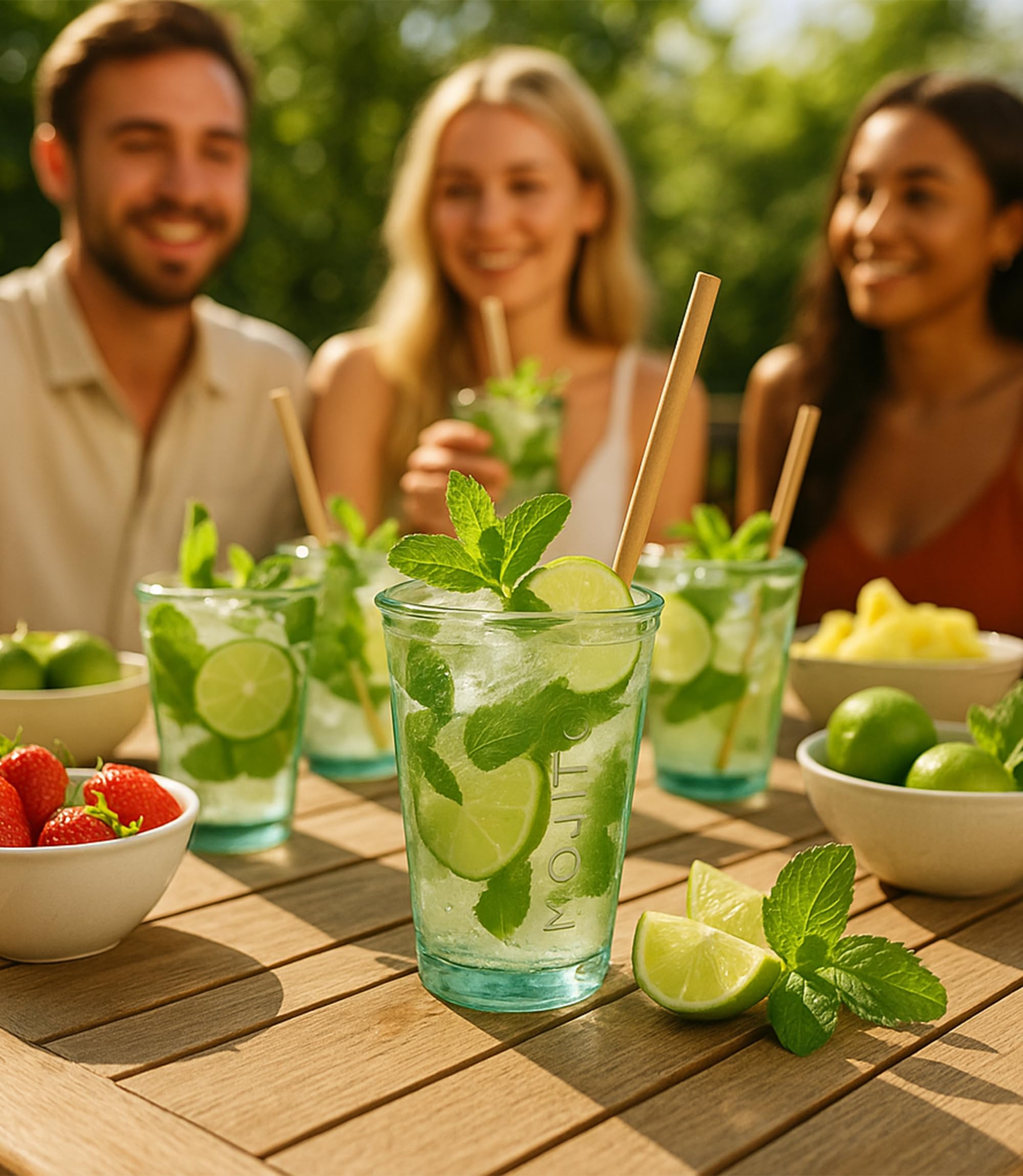 Pack 6 Vasos Mojito Vidrio Reciclado 450ml Resistentes Reutilizables Para Cócteles Batidos Helados Diseño Cónico con Relieve Ideal para Fiestas Verano Bar Hogar Bebidas Frías y Refrescantes