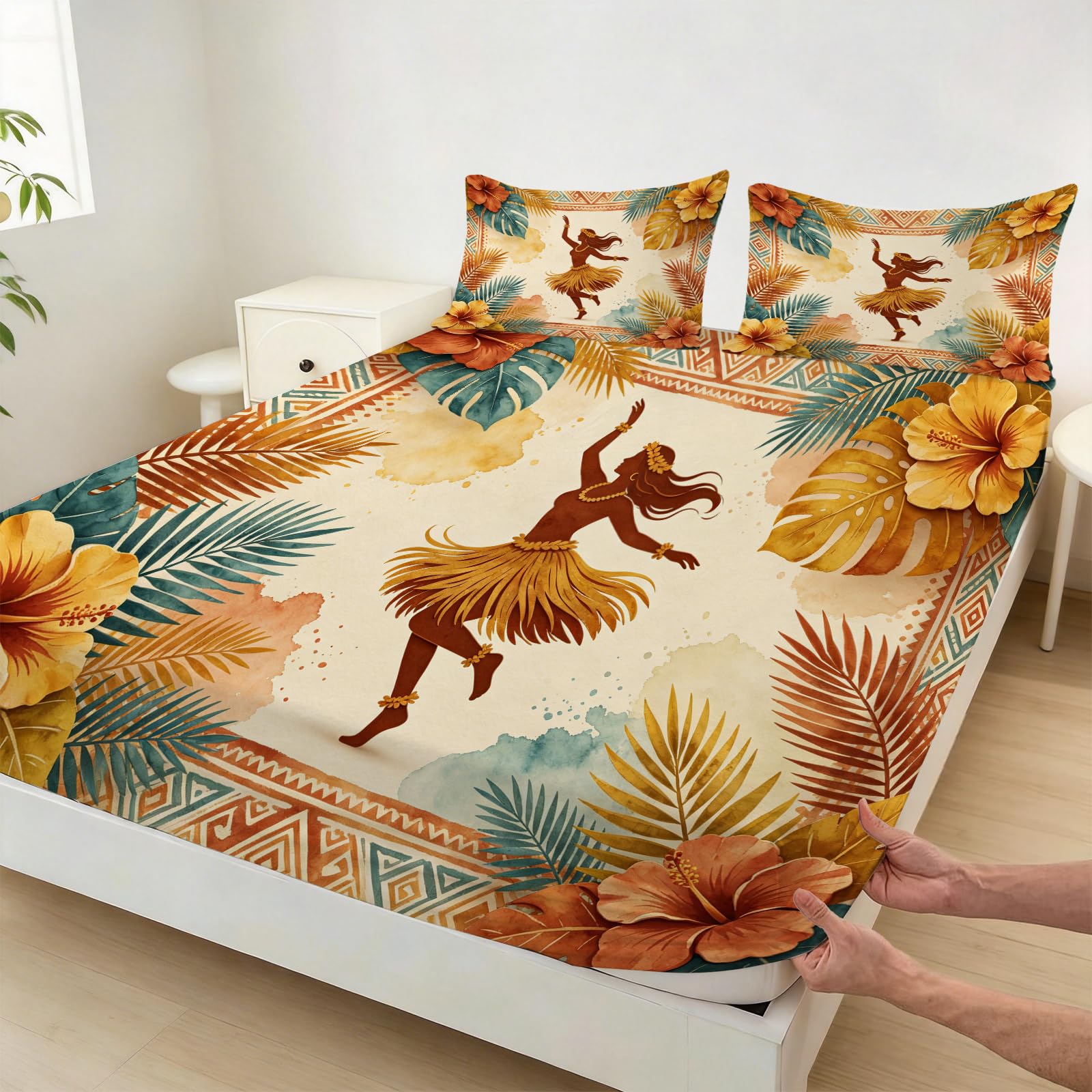Sábana Bajera Ajustable 150 x 200 Hula Estilo Tropical