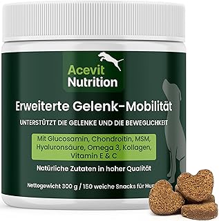 Gelenktabletten Hund, 150 Leckere Snacks 100% Natürlich mit Glucosamin, Chondroitin, MSM, Hyaluronsäure & Kollagen – Unterstützt Gelenke & Knorpel, Fördert Mobilität, Gegen Arthrose