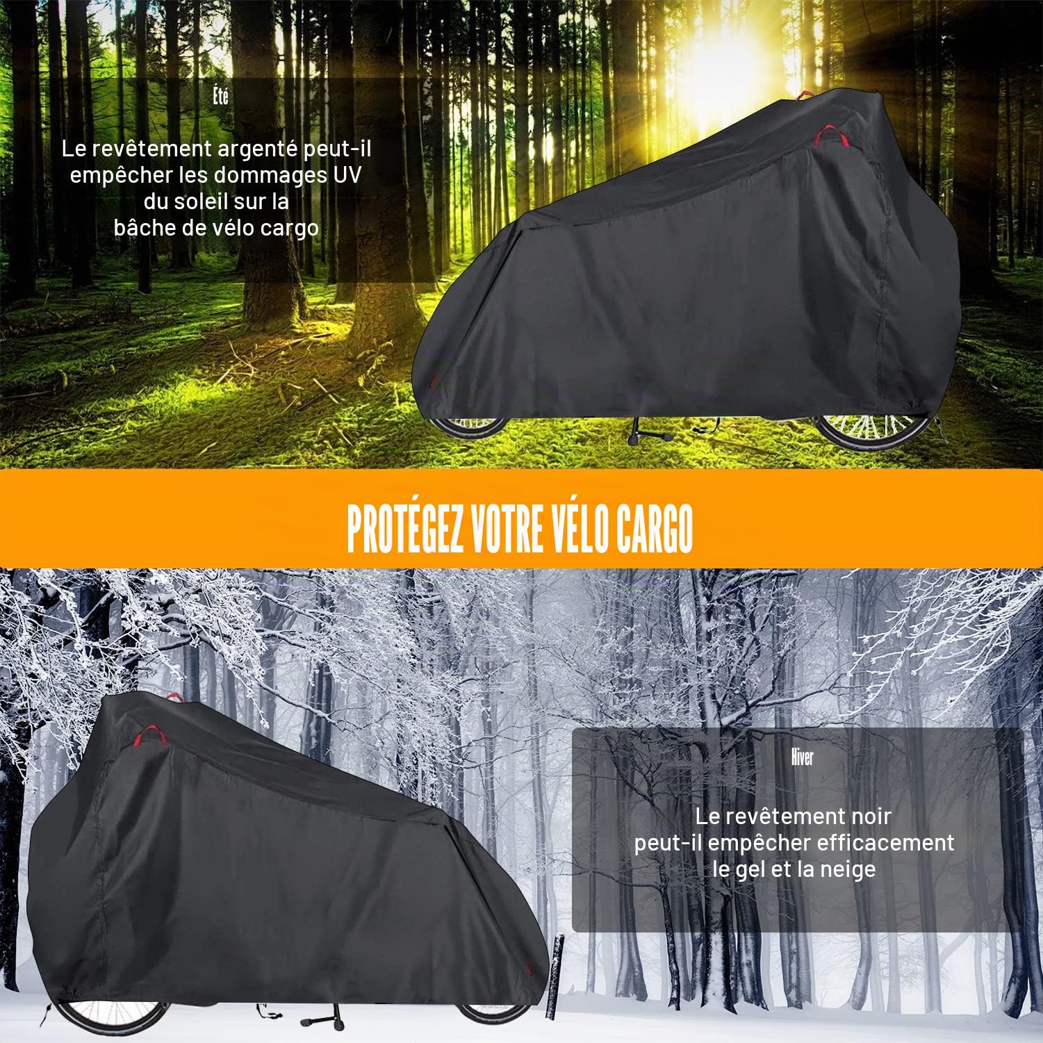 Bâche de protection pour vélo de chargement, en Oxford 420D, imperméable, résistante à l'hiver, à la poussière, à la pluie, aux UV