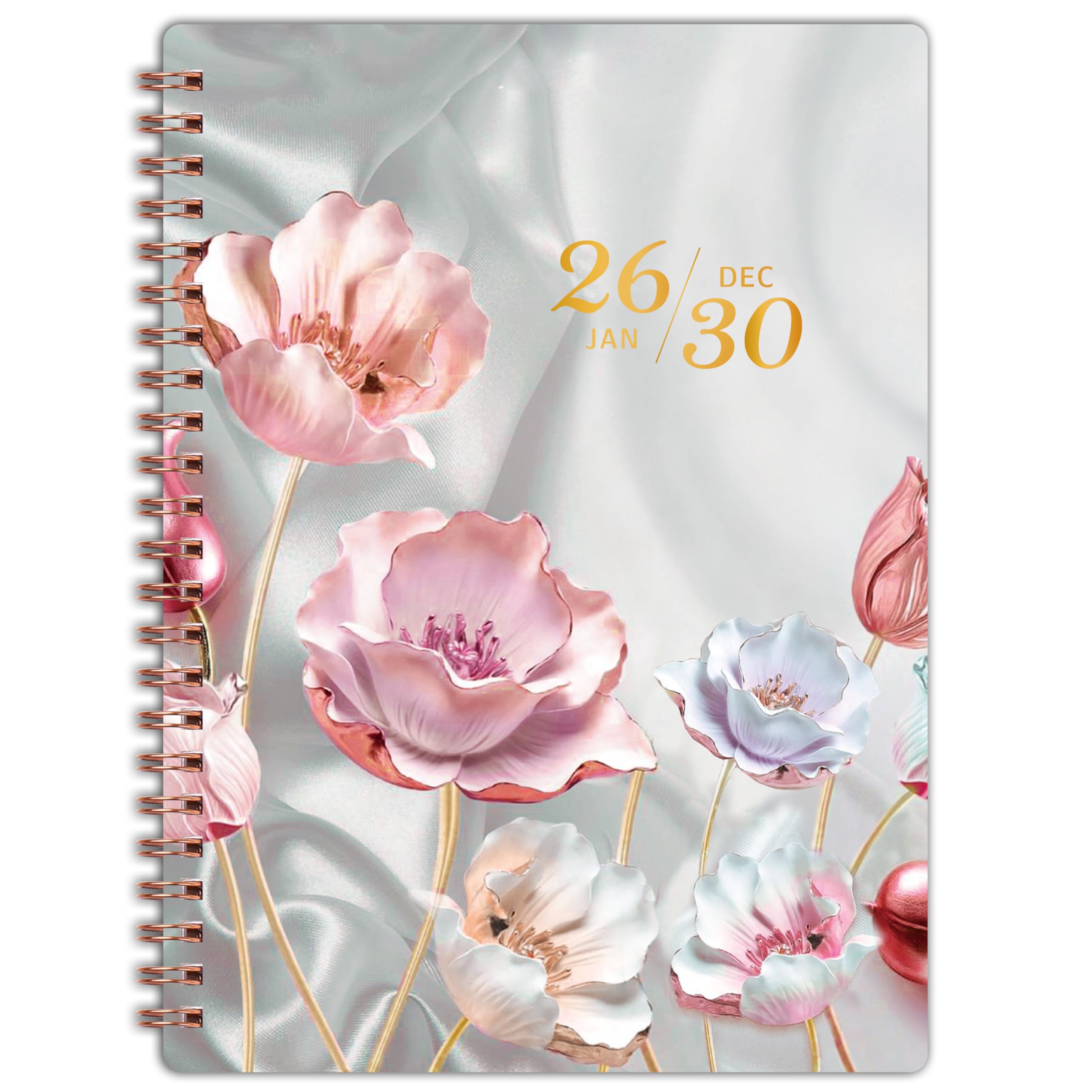 2026-2030 Monthly Planner - 5 Year Monthly Planner/Calendar 2026-2030 Spiral Bound, Jan. 2026 - Dec. 2030, 6.4" x 8.5" Planners with Tabs, 60 Month Calendar, Two-Side Pocket - Pink Flower