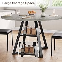 Vista 3 de Mesa de comedor redonda para 4 personas, mesa de pedestal circular para cocina, comedor, mesa de pedestal, muebles de cocina y comedor de madera que