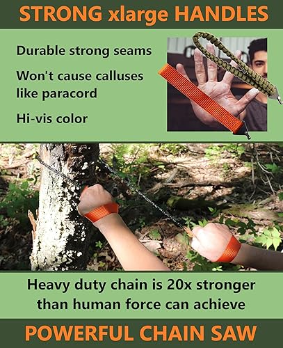 Miniatura 4 de Roadfare Motosierra de bolsillo, sierra de mano de 36 pulgadas con 48 dientes bidireccionales, sierra de cadena de campamento y supervivencia para
