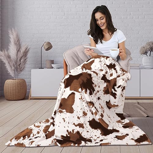 Miniatura 2 de Manta con estampado de vaca, manta de vaca ultra acogedora para sofá, cama y viajes, manta decorativa con estampado de vaca para todas las