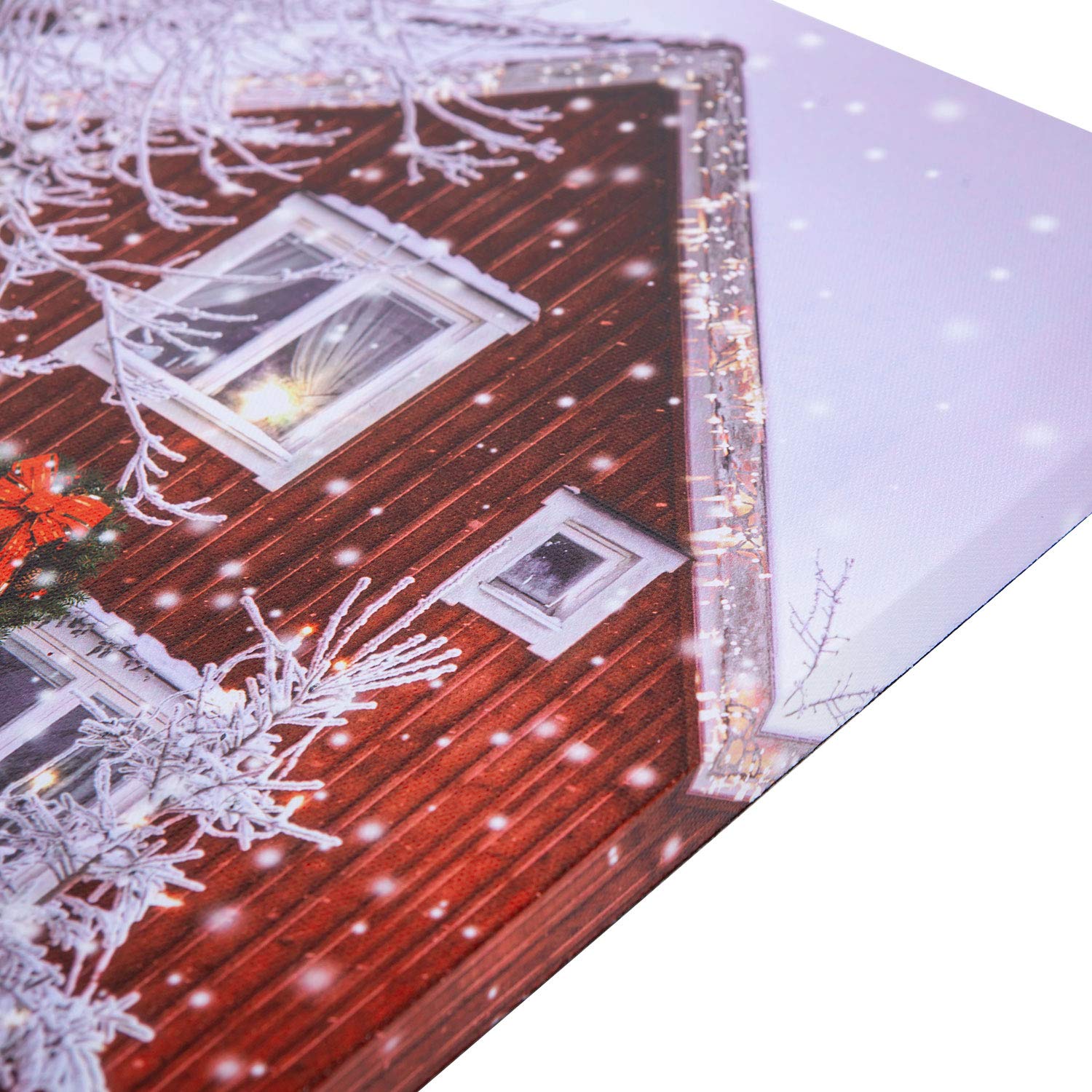 NIKKY HOME 12" x 16" Decorative Lighted Snow House LED Wall Art Canvas Prints Winter Scene for Christmas Decor