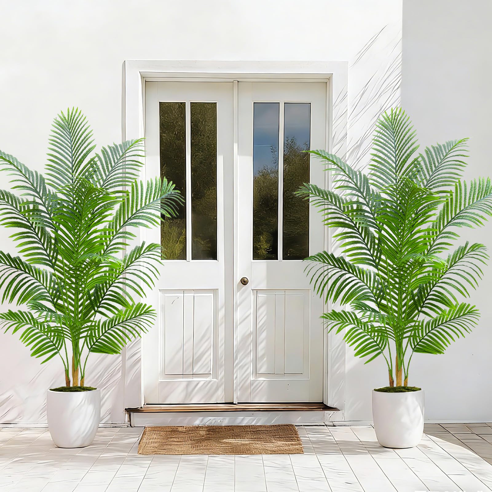 Künstliche Palme Pflanze 180 cm, Kunstpflanzen Groß mit Weißer Topf | 18 Blätter Fake Areca Palme Pflanzen, Fake Plant Kunstpflanze für Zimmer Wohnzimmer Schlafzimmer Büro Balkon Garten Deko