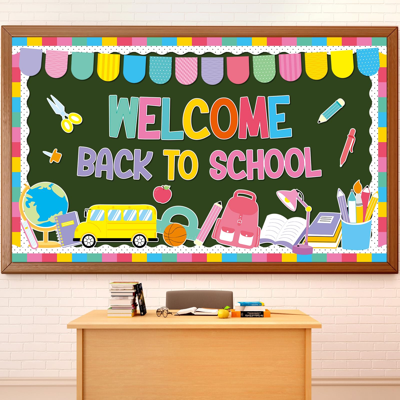 Justforjoyful Welcome Back to School Bulletin Board Classroom Decorations Colorful Welcome Banner Cutouts Wall Door Decor Chalkboard Sign for First
