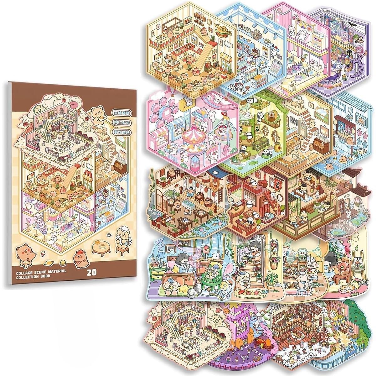 FAMOUS QUALITY 50 Sheet DIY 3D Sticker - Scene Collection Book for Kids, Adults, Cute Make Your Own Shop House Stickers for Gifts, Stickers Therapy, Adult Relief, Stress, Pass The Time, Play Park — Amazon image 7