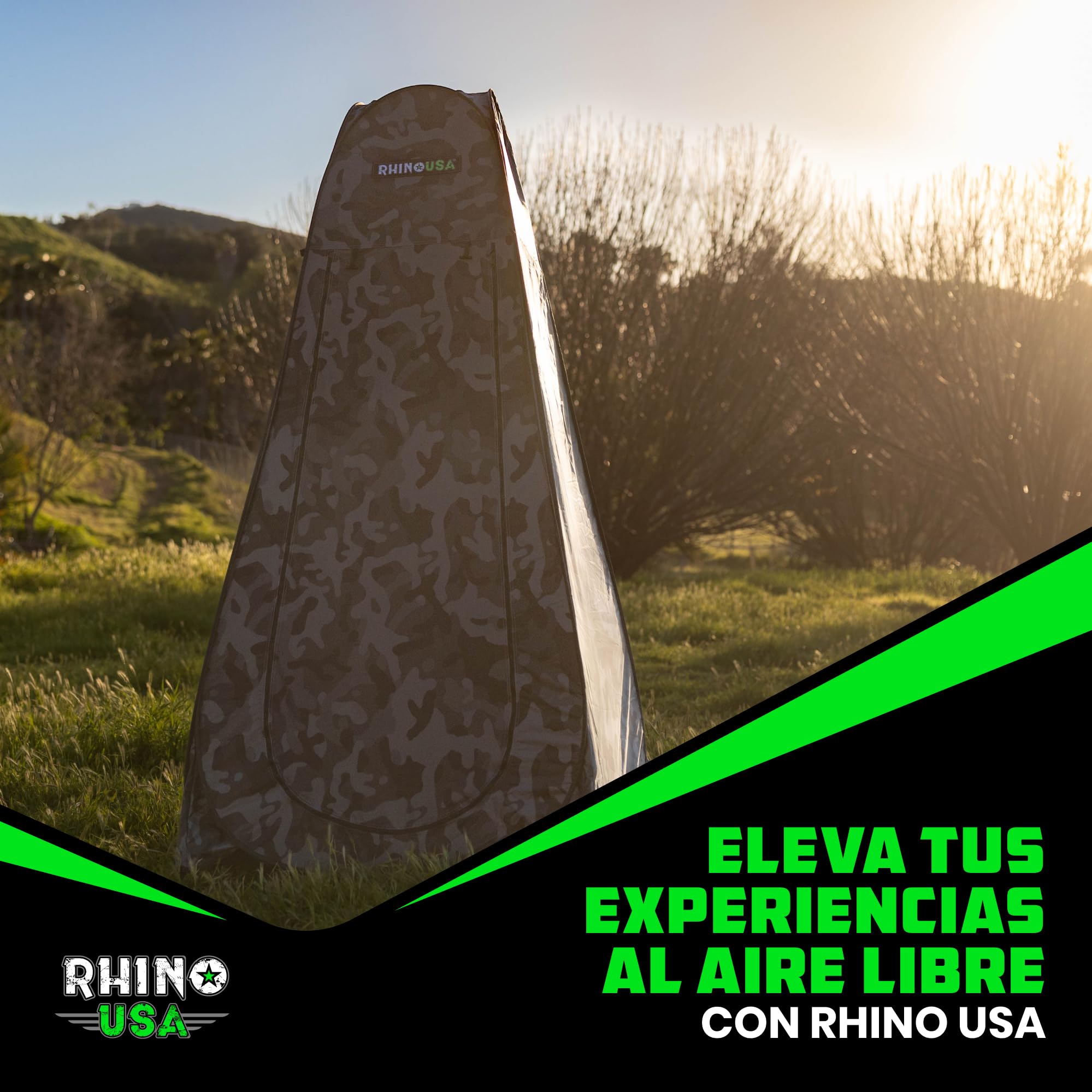Rhino USA Tienda de Privacidad Emergente - Vestuario Inodoro Portátil para Acampar - Tienda de Ducha Aire Libre - Refugio contra Lluvia para Playa y Camping Ligera Resistente Instantánea para Llevar