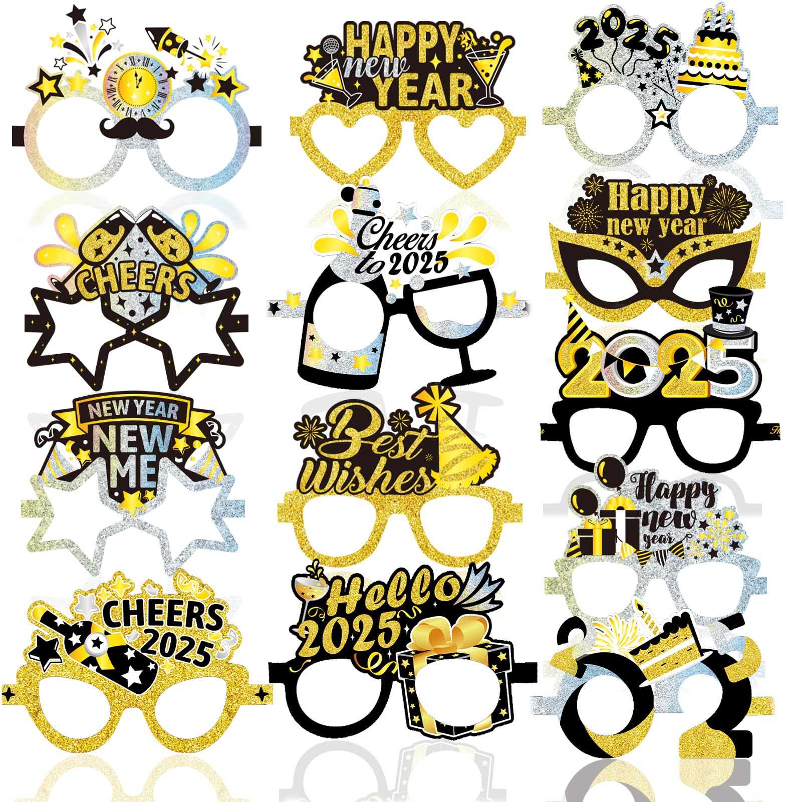 16 Pièces Lunettes De Fête Pour La Bonne Année 2025, Accessoires En