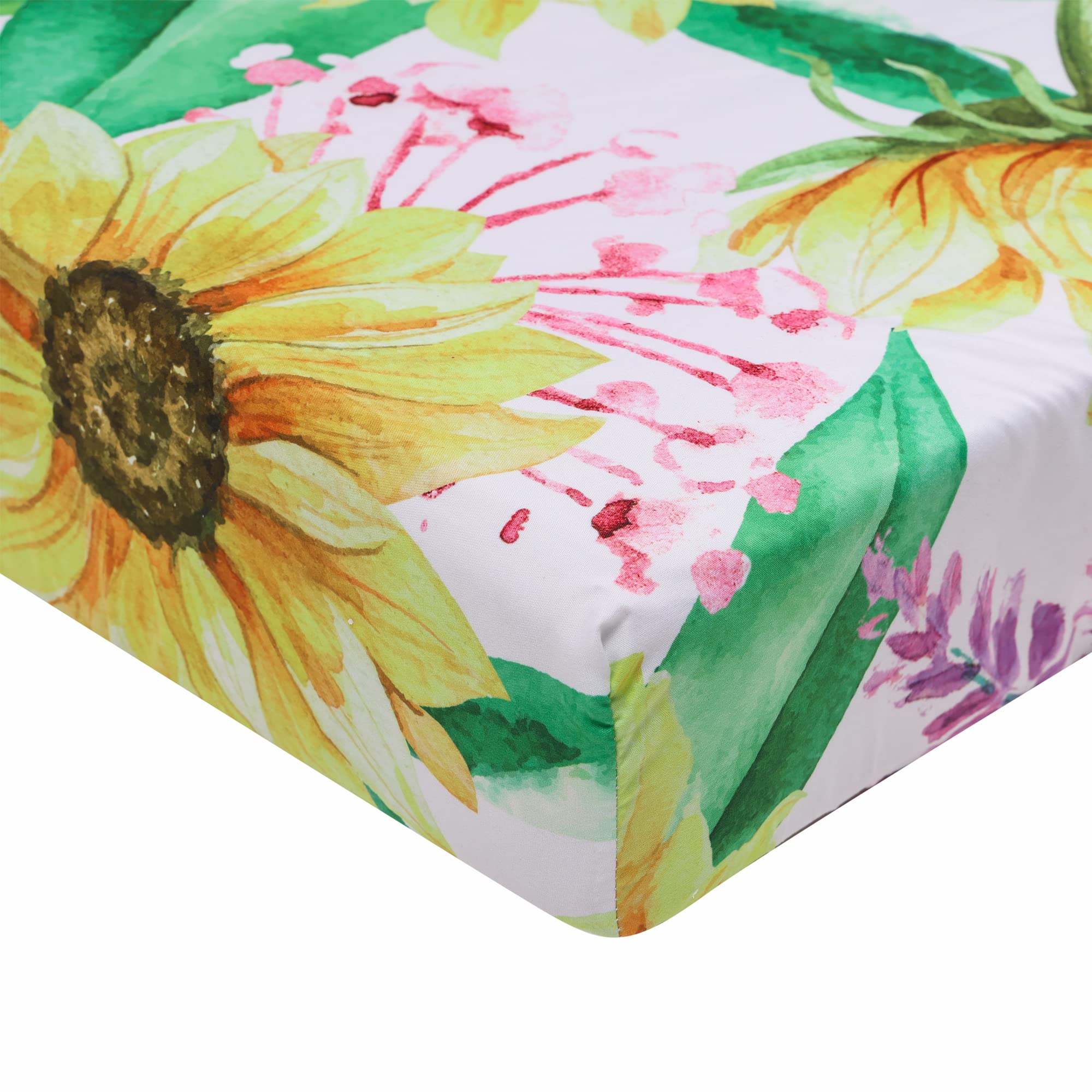 Brandream Juego de ropa de cama para cuna de elefante, girasol, para niñas, bohemio, rústico, elegante, floral, ropa de cama para guardería, rosa, amarillo, gris, juego de sábanas para bebé, 6 piezas