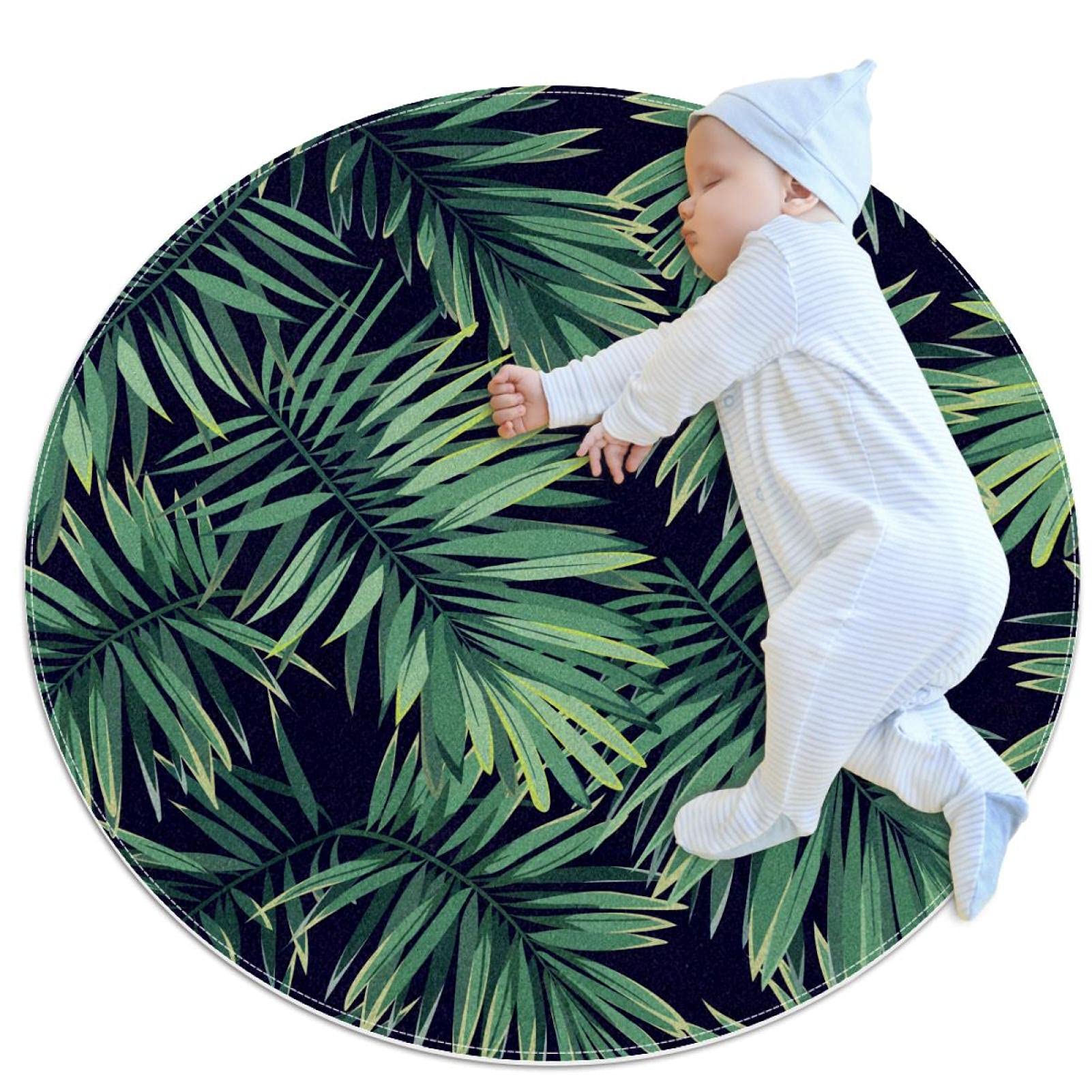 Tapis de jeu pour enfants rond JDEZ motif exotique de 80x80cm pour filles et garçons